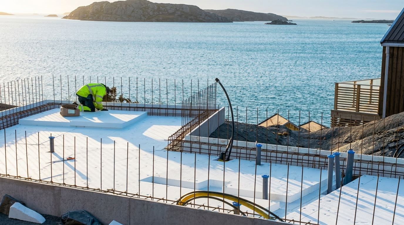 Pentagon Byggnads arbetar med betongprojekt vid kustnära bostadsmiljö